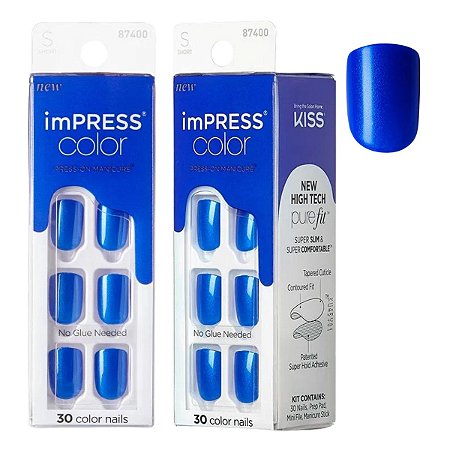 Unhas Autocolantes Kiss Impress Color Press-on Manicure Deep Ocean Imc14xb0820