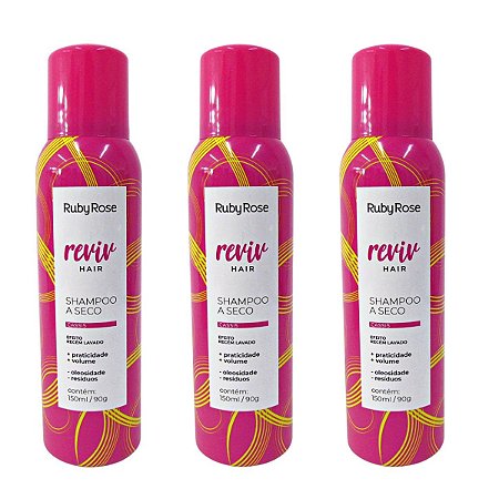 Kit Shampoo A Seco Ruby Rose Reviv Hair Pink Wishes Baunilha C/3 HB-804