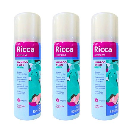 Shampoo A Seco Ricca Refresh Me Menta C/3 50ml
