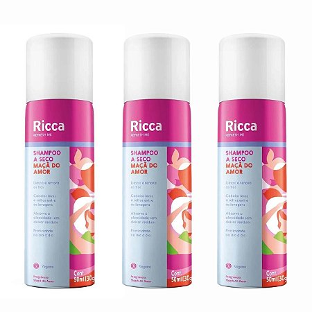 Shampoo A Seco Ricca Refresh Me Maça do Amor C/3 50ml