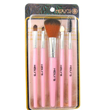 Kit Pincel Para Maquiagem Meily's Rosa Mkp-500