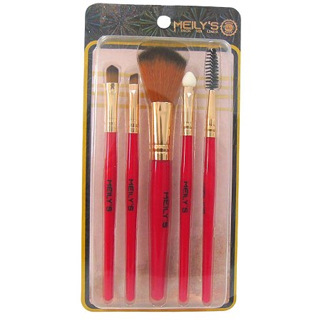 Kit Pincel Para Maquiagem Vermelho Mkp-500