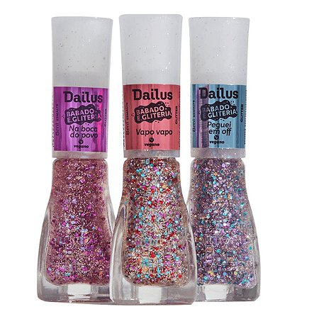 Kit Esmalte Dailus Babado e Gliteria 8ml C/3
