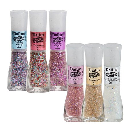 Kit Esmalte Dailus Babado e Gliteria 8ml C/6