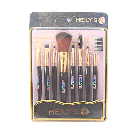 Kit Pincel Para Maquiagem Meily's Preto C/8 Mkp-146