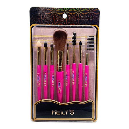 Kit Pincel Para Maquiagem Meily's Pink C/8 Mkp-146