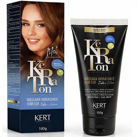 Tonalizante Kert Keraton Banho de Brilho Vegan Mel Marrom Dourado 100g
