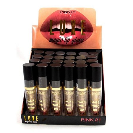 Kit Lip Gloss Mágico Luxe Pink 21 Cosmétics Com 24 Unidades 4,3ml
