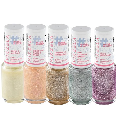 Kit Vizzela Esmalte de Brilho #makeawish 9ml C/5