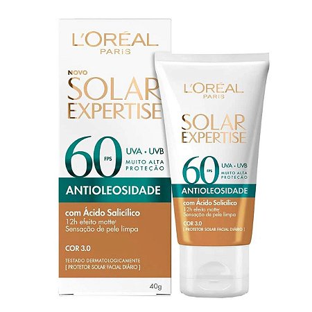 Protetor Facial Loreal Solar Expertise Fps 60 Antioleosidade Cor 3.0 40g