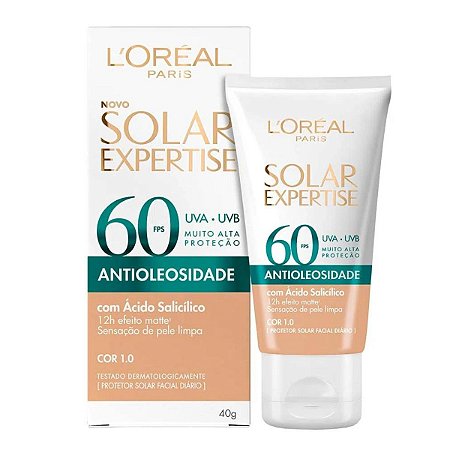 Protetor Facial Loreal Solar Expertise Fps 60 Antioleosidade Cor 1.0 40g