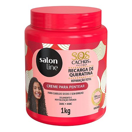 Creme Para Pentear Salon Line Sos Cachos Recarga de Queratina 1kg
