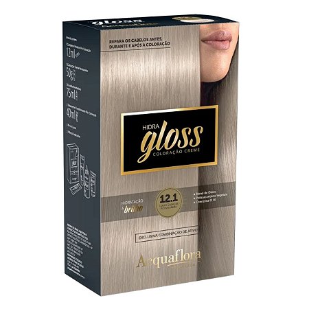 Coloração Creme Acquaflora Kit Hidra Gloss 12.1 Louro Especial Acinzentado