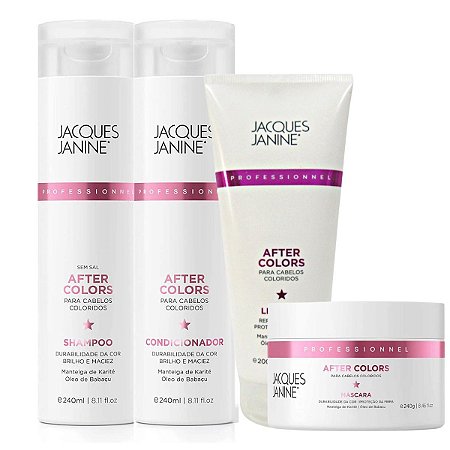 Kit Jacques Janine After Colors: Shampoo, Condicionador, Máscara 240g e Leave-in