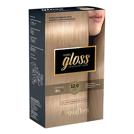Coloração Creme Acquaflora Kit Hidra Gloss 12.0 Louro Especial