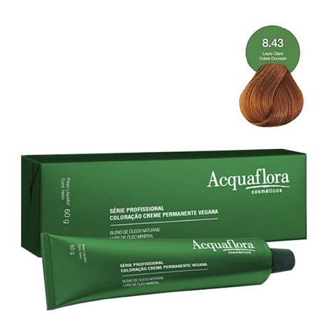 Coloração Creme Acquaflora Vegana 8.43 Louro Claro Cobre Dourado 60g