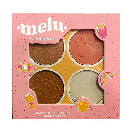 Quarteto de Blushes e Iluminadores Melu By Ruby Rose 13,2g