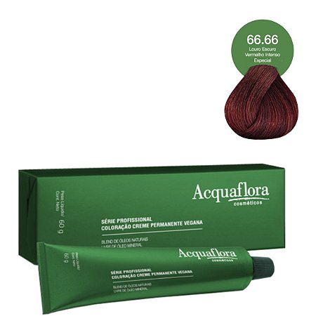 Coloração Creme Acquaflora Vegana 66.66 Louro Escuro Vermelho Intenso Especial 60g