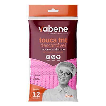 Touca Vabene Tnt Descartável Rosa C/12 Uni Tam:único