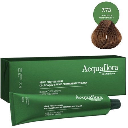 Coloração Creme Acquaflora Vegana 7.73 Louro Natural Marrom Dourado 60g