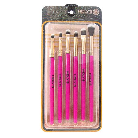 Kit de Pincéis Para Maquiagem Meily´s Rosa C/6