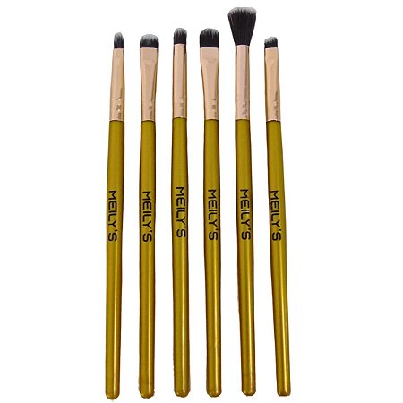 Kit de Pincéis Para Maquiagem Meily´s Dourado C/6