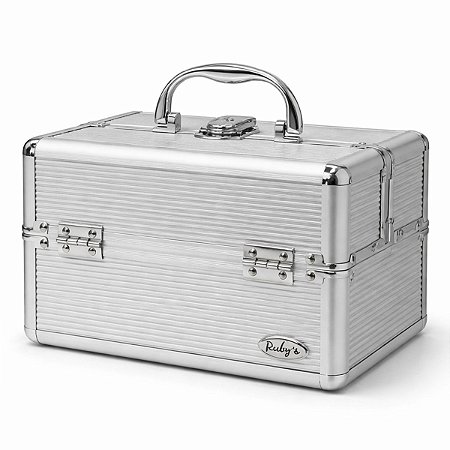 Maleta de Maquiagem Ruby's Prata com 2 Bandejas Fs-1142a