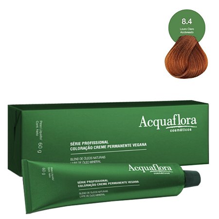 Coloração Creme Acquaflora Vegana 8.4 Louro Claro Acobreado 60g