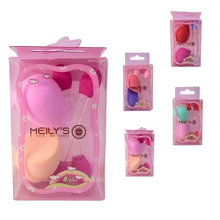 Mini Esponja Gota + Aplicador de Sombra Meily´s Cores Aleatórias Ref. Mac-319