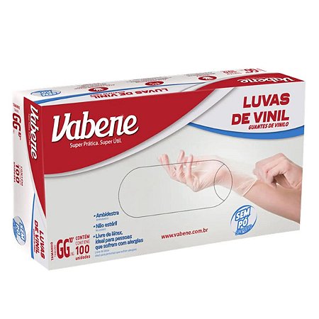 Luvas de Vinil Vabene Sem Pó Tam:gg C/100 Uni Ref.:1423