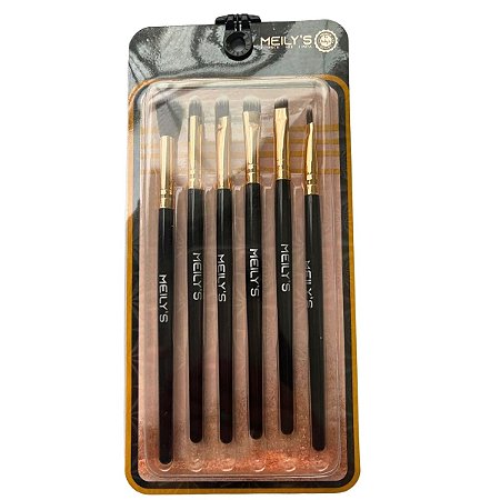 Kit de Pincéis Para Maquiagem Meily´s Preto C/6