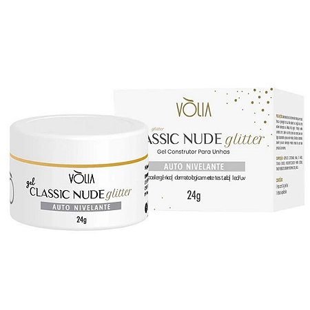Gel Construtor Para Unhas Vólia Classic Nude Glitter 24g