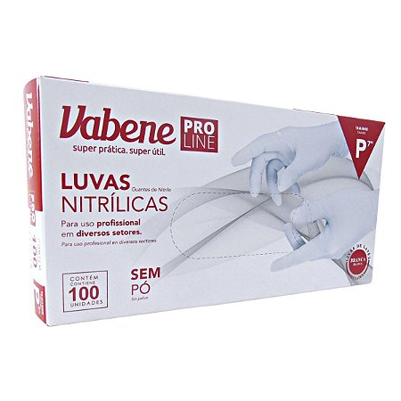 Luvas Nitrílicas Vabene Pro Line Sem Pó Tam:p C/100 Uni Branca Ref.:3083