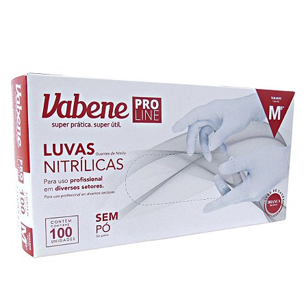 Luvas Nitrílicas Vabene Pro Line Sem Pó Tam:m C/100 Uni Branca Ref.:3084
