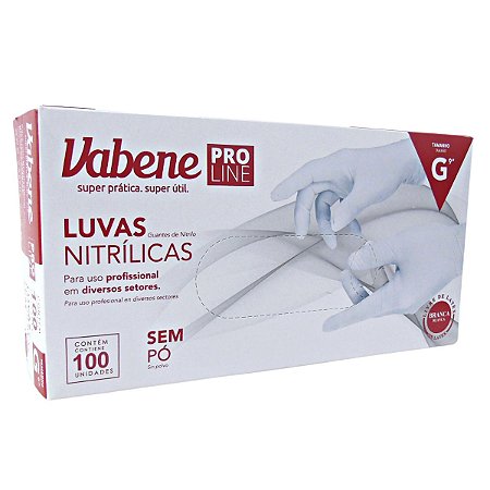 Luvas Nitrílicas Vabene Pro Line Sem Pó Tam:g C/100 Uni Branca Ref.:3085