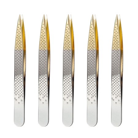 Kit Belliz Enox Pinça Silver Gold Ponta Fina Ref. 1702 C/5