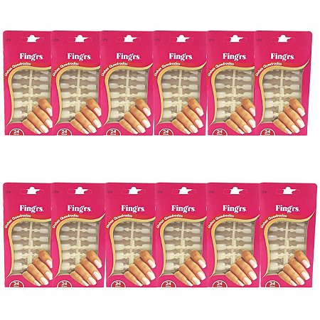 Kit Unhas Postiças Fing'rs Quadradas Rf. 1256 C/12