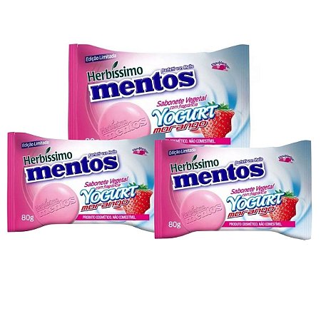 Kit Sabonete Vegetal Herbissimo Mentos Yogurt Morango 80g C/3