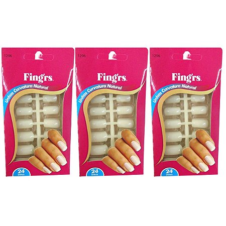 Kit Unhas Postiças Fing'rs Curvatura Natural Ref. 1296 C/3