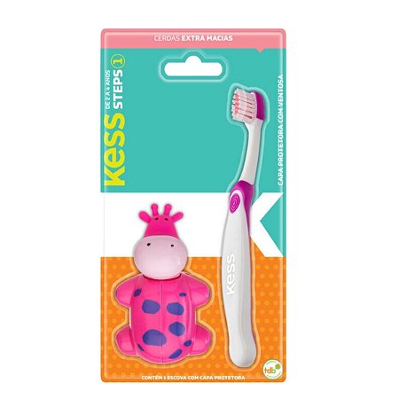 Escova Dental Com Capa Protetora Kess Belliz Rosa Cod.2037