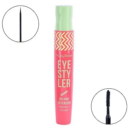 Máscara de Cílios + Delineador 2 em 1 Ruby Rose Eye Styler Volume Extension Hb-8310 L2 7ml