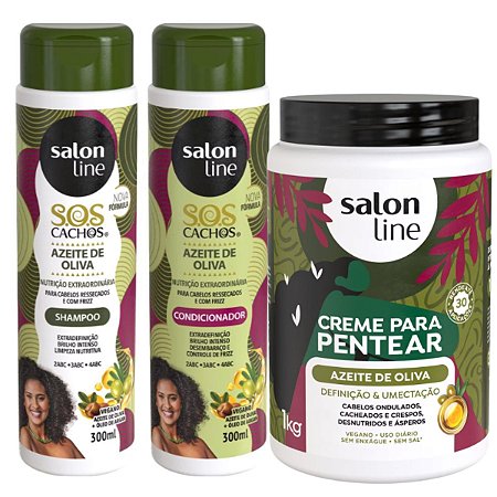 Kit Salon Line Sos Cachos Azeite de Oliva C/3