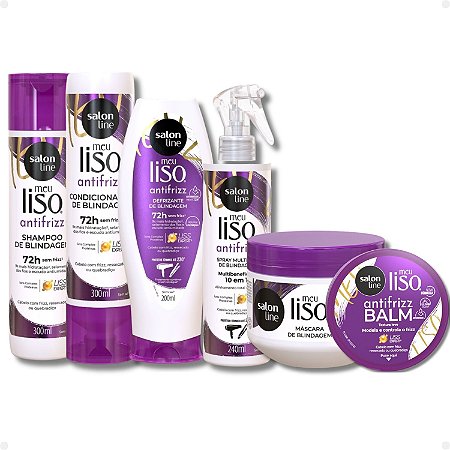 Kit Salon Line Meu Liso Antifrizz: Shampoo, Condidiconador, Máscara, Defrizante, Spray Multiúso E Balm