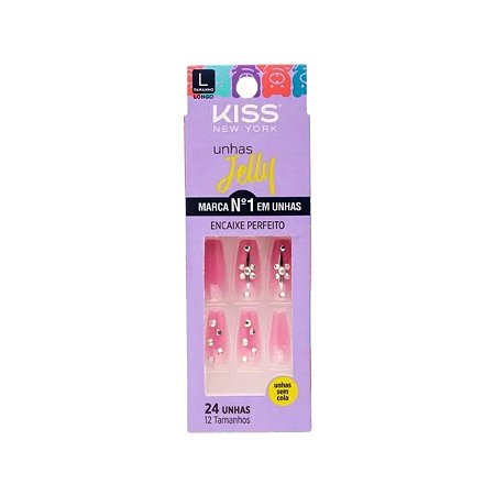 Unhas Postiças Jelly Kiss New York Rosa It Girl Bailarina Longo