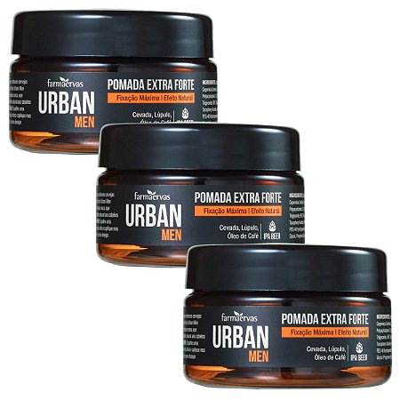 Kit Pomada Extra Forte Farmaervas Urban Men Efeito Natural 50g C/3