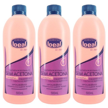 Kit Removedor de Esmaltes Ideal Sem Acetona 500ml C/3