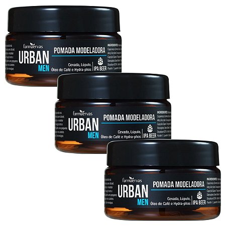 Kit Pomada Modeladora Farmaervas Urban Men Efeito Matte 50g C/3