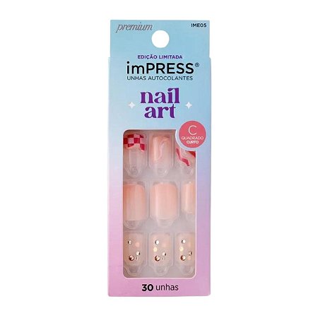 Unhas Autocolantes Kiss Impress Nail Art Magic Shop Quadrado Curto C/30un Ime05