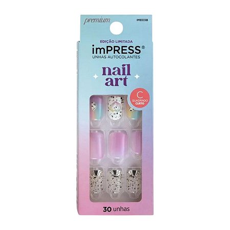 Unhas Autocolantes Kiss Impress Nail Art Sweet Life Quadrado Curto C/30un Ime03b
