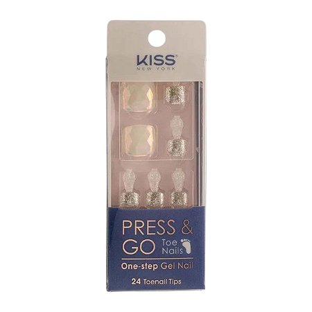 Unha Postiça Para Pés Kiss Press & Go White Diamond C/24un Kpt10k